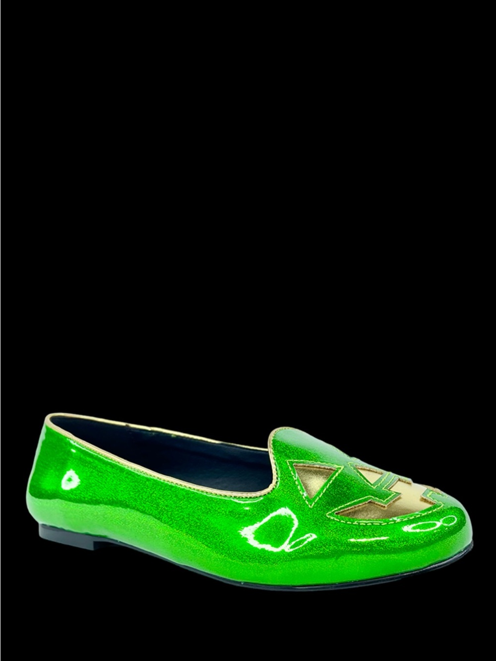 Green/Gold Holo Jack-O-Lantern Flats size 8 - Picture 2 of 8